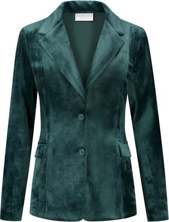 Hart by Helena Hart Fluwelen Blazer in Diep Groen - Dames - Blazers - Groen - XS - Leer - Jassen