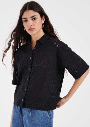 Levi's Harlie - Camicia a maniche corte in pizzo nera-Nero