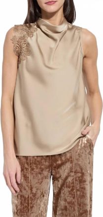 Lyss&eacute; Guipure Lace Trim Shell Top In Beige