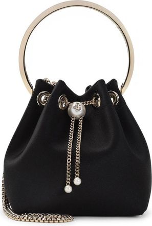Jimmy Choo London Black Bon Bon Satin Handbag-Donna
