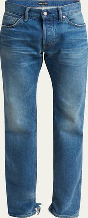Tom Ford Mens Light Wash Selvedge Straight Fit Jeans