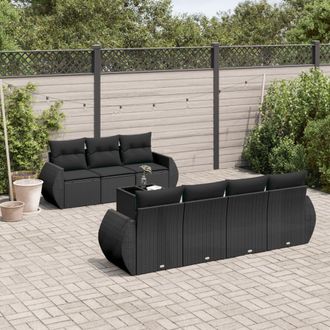 vidaXL Vidaxl - Set Divani Da Giardino Con Cuscini 8 Pz Nero In Polyrattan