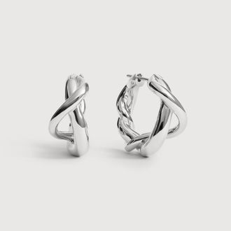 Monica Vinader Sterling Silver Ochre Medium Hoop Earrings