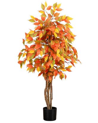 Nearly Natural 3ft Autumn Ficus Artificial Fall Tree