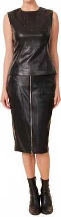Dolce Cabo Faux Leather Long Zip Skirt In Black