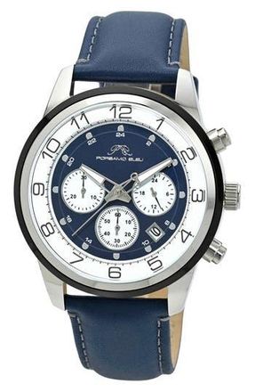 Porsamo Bleu Arthur Chronograph Leather of Silicone Strap Watch, 44mm in Light Blue at Nordstrom Rack