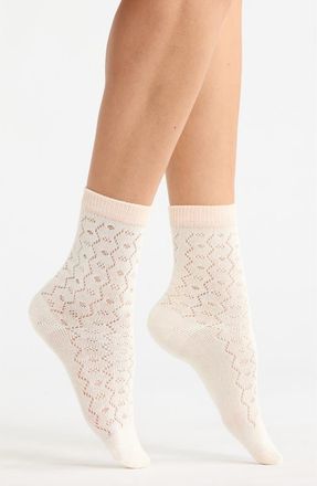 Casa Clara Love Mia Pointelle Crew Socks in Ivory at Nordstrom