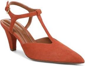 Franco Sarto Ovett Pointed Toe T-Strap Pump in Terrarossa Orange at Nordstrom Rack, Size 8.5