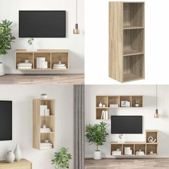 vidaXL Mobile TV da Parete Rovere Sonoma 37x37x107cm Legno Multistrato - Mobile da parete - Supporto TV