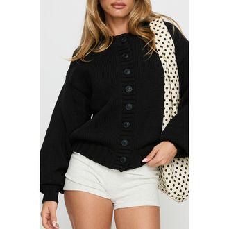 Princess Polly Edern Cotton Blend Cardigan in Black at Nordstrom, Size 10