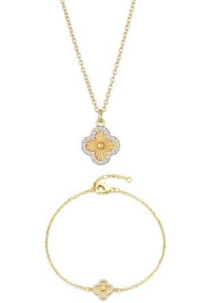 Adornia Fluted Clover Bracelet & Necklace Set in Gold at Nordstrom Rack