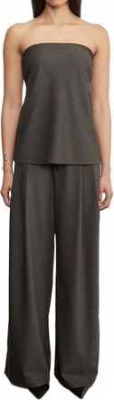 Enza Costa Easy Pleated Wide Leg Trouser In Charcoal