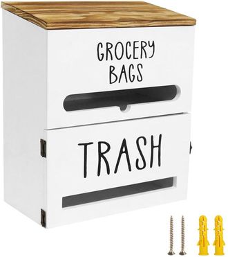 OEM Organizadores De Bolsas De Basura De Madera Con Soporte De Pared - Blanco