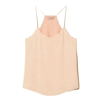 Twinset Sleeveless Tops, female, Pink, Size: 2XS Top con spallini