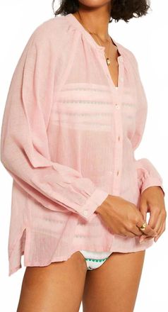 Lemlem Mita Button Up Blouse In Nefas Rose