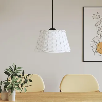 vidaXL Pantalla Para L&aacute;mpara De Techo Mimbre Blanco &Oslash;50x30 Cm Vidaxl