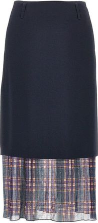 Dries Van Noten Cady midi skirt with check insert Woman 36