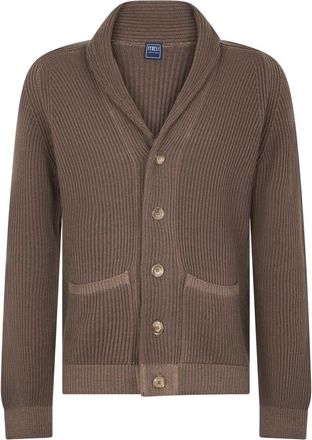 Fedeli Sjaalkraag Vest - Heren - Vesten - Bruin - L - Wol - Truien & Vesten