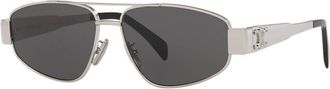 Celine Metal Triomphe Smoke Pilot Unisex Sunglasses CL40281U 16A 57