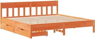 vidaXL Bed Frame without Mattress Wax Brown 180x200 cm Super King Solid Wood Pine vidaXL