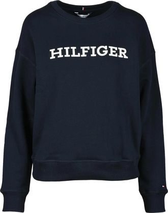 Tommy Hilfiger Crewneck Sweatshirt In Night Blue Cotton Blend