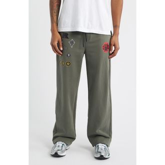 Rta Cameron Military Graphic Straight Leg Sweatpants in Olive Military Patch at Nordstrom, Size X-Large