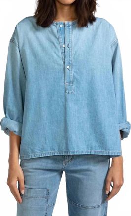 ASKK NY Denim Henley Top In Light Wash Jackson