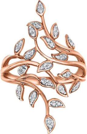 LuvMyJewelry Aurora Leaf 0.15 Ct 14K Gold Diamond Ring in 14K Rose Gold at Nordstrom, Size 6.5