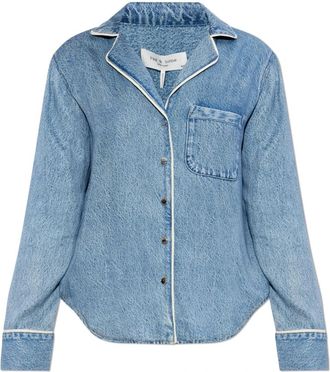 Rag & Bone Miramar Long-Sleeve Lounge Shirt - Dames - Spijkeroverhemden - Blauw - L - Denim - Overhemden
