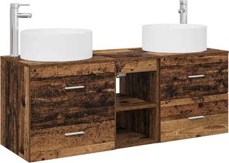 vidaXL Juego De Muebles De Ba&ntilde;o 3 Uds. Madera Envejecida Vidaxl