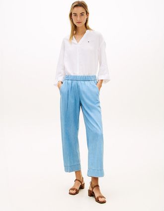 Tommy Hilfiger Womens Pull-On Wide-Leg Ankle Pant - Blue - XXL