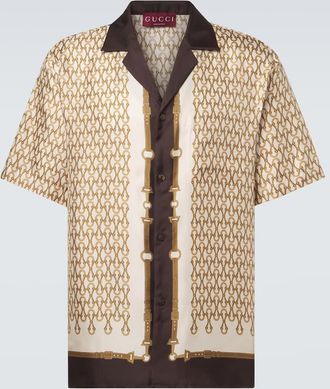 Gucci Printed silk twill bowling shirt