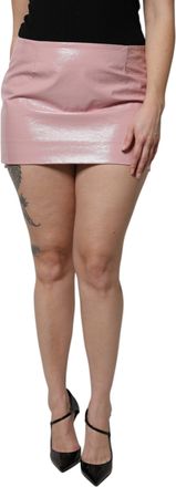 Dolce & Gabbana Womens Glossy Pink Cotton High Waist Mini Skirt