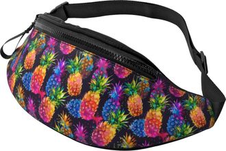 Generic Tropical Colored Pineapple Print Waist Pack Waist Packs Unisex Bumbags For Sport Jogging Ladies 14X35Cm