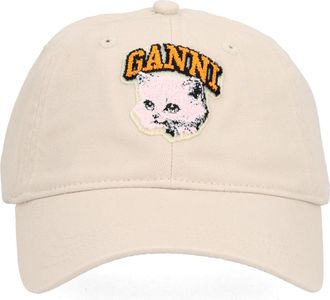 Ganni Cat Baseball Hat With Logo-Donna
