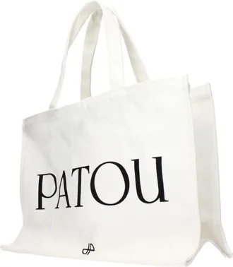 Patou Logo-Print Fabric Tote Bag - White