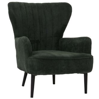 Hhg Nunca Usado] Sill&oacute;n Hhg 073, Sill&oacute;n De C&oacute;ctel/sill&oacute;n De Orejas Sill&oacute;n Tapizado Retro Vintage Tejido Pana (290g/m&sup2;) Oeko-tex, Verde Oscuro
