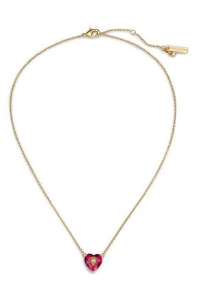 Kurt Geiger Crystal Heart Pendant Necklace in Gold/Pink at Nordstrom