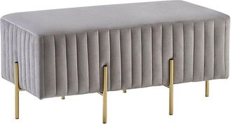 Beliani Banco de terciopelo gris claro dorado 93 cm patas metal glamour Dayton