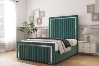 Comfort Beds Boston Chrome Plush Bed Frame - 50 Upholstered Headboard in Emerald | Size: Single