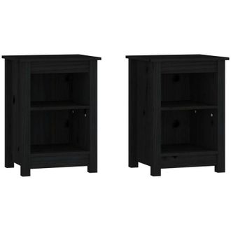 vidaXL Vidaxl - Mesitas De Noche 2 Uds Madera Maciza De Pino Negro 40x35x55 Cm