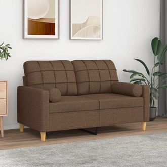 vidaXL Vidaxl - Divano a 2 Posti con Cuscini Marrone 120 cm in Tessuto