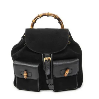 Gucci Pre-owned Womens Large Bamboo Backpack - Black - One Size