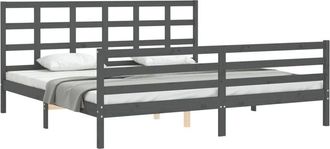 vidaXL Vidaxl - Estructura De Cama Con Cabecero Madera Maciza Gris 200x200 Cm