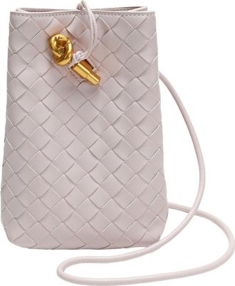 Tiffany & Fred Handwoven Leather Mini Bucket Bag