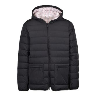 Thom Browne Winter Jackets, male, Black, XL, Quilted Zipper Coat