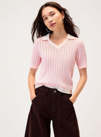 Only Womens Contrast trim pointelle knit sweater