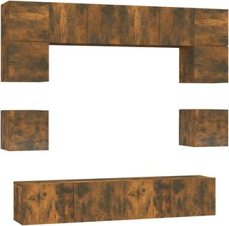 vidaXL Set De Muebles De Tv 8 Pzas Madera Contrachapada Roble Ahumado Vidaxl