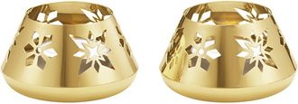 Georg Jensen Hand Polished 2Pc Gold-Plated Snowflake Tea Lights