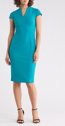 Calvin Klein Split Neck Midi Dress in Lagoon at Nordstrom Rack, Size 10